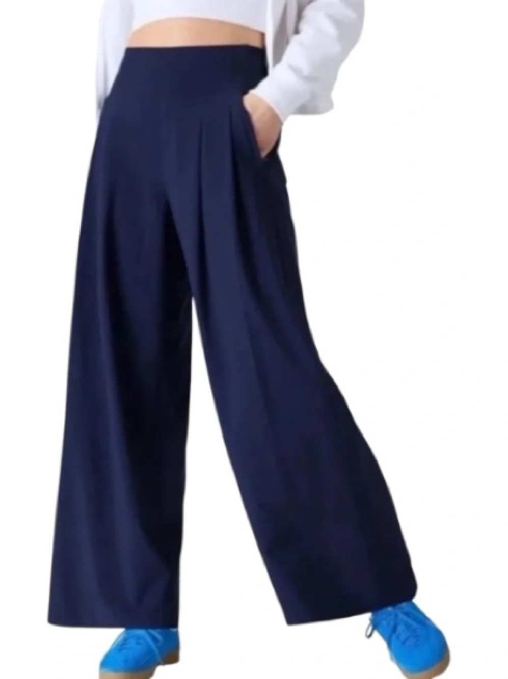 Athleta Brooklyn Heights Wide Leg, High Waist Navy Blue Pants